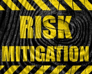 Risk mitigation sign with some smooth lines and highlights